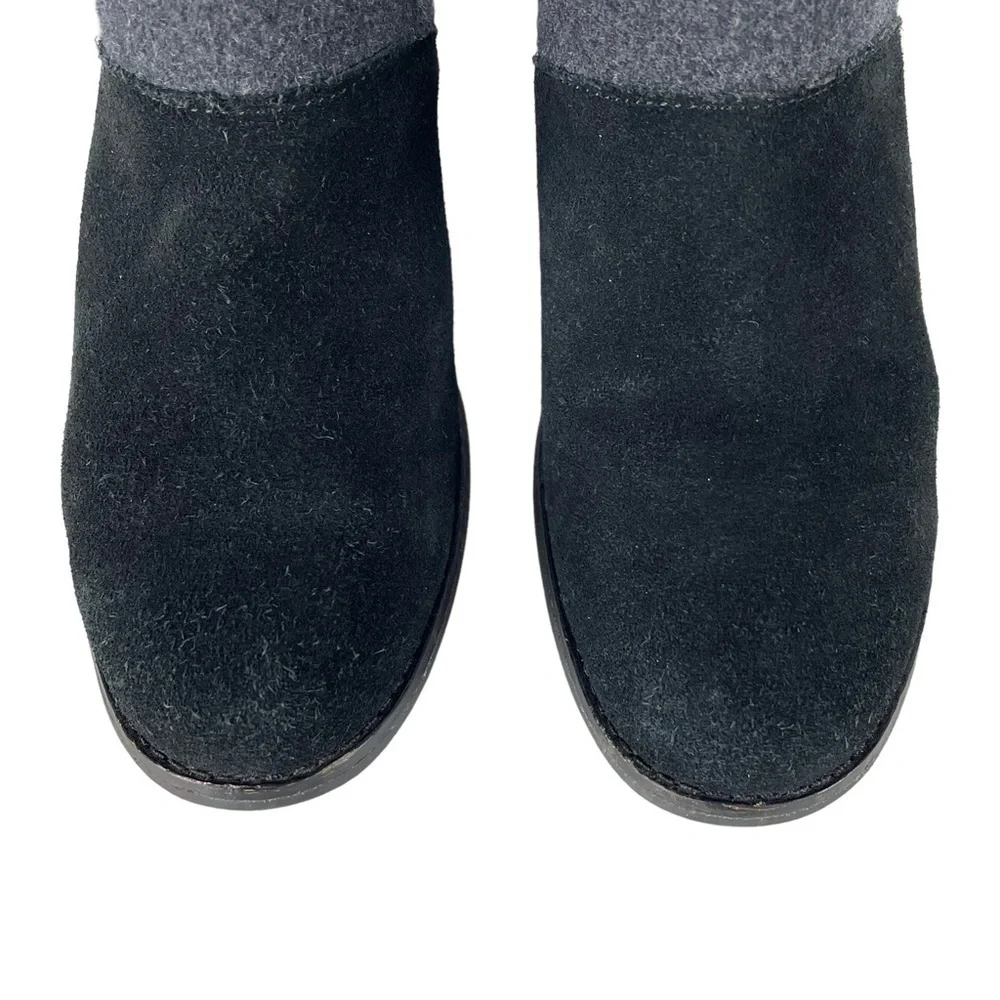 TOMS LEILA 740706 SUEDE FELT COLORBLOCK STACKED HEEL ANKLE BOOTS BOOTIES